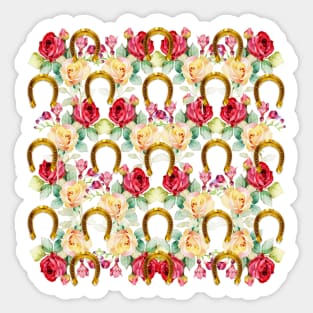 Pattern. Roses and Horseshoes Sticker